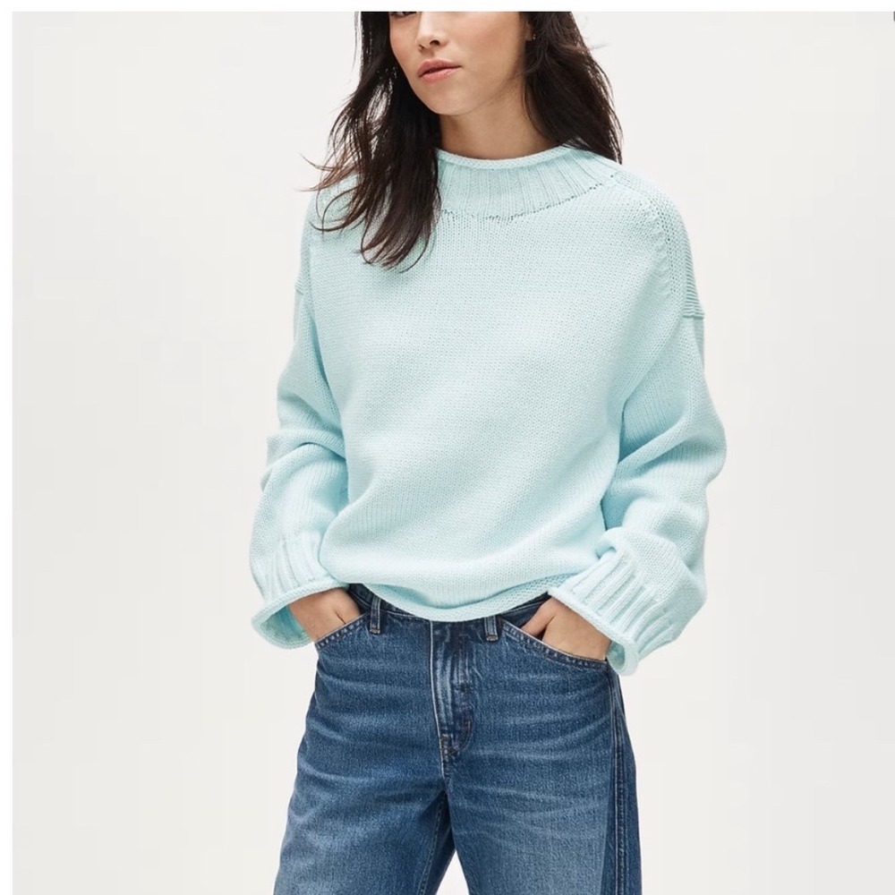 J CREW 2025 rollneck sweater light blue NWT XL